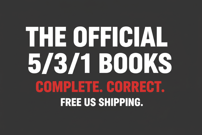 Official 5/3/1 paperback books — complete and correct programming from Jim Wendler, with free US shipping