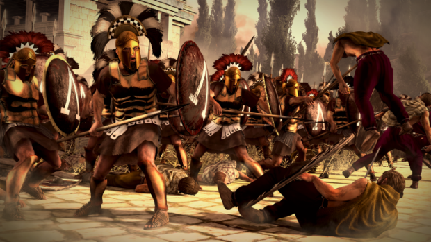 Spartan warriors with shields in battle for the Krypteia training review