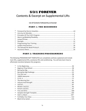5/3/1 Forever table of contents page 1 — chapter overview