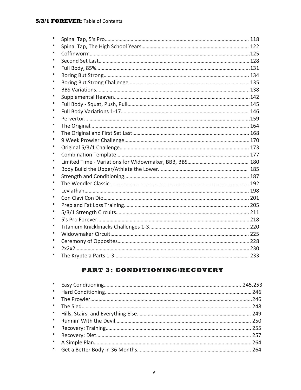 5/3/1 Forever table of contents page 2 — chapter overview