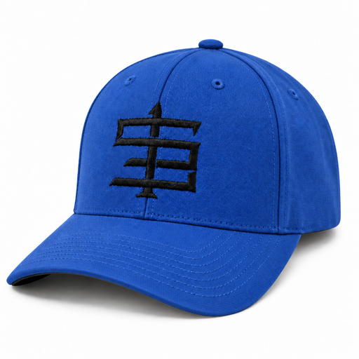 Royal blue Flexfit hat with black 5/3/1 monogram embroidery, angled front view.