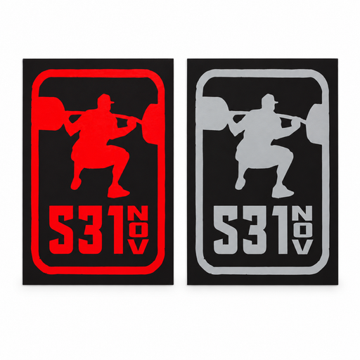 Red and grey 5/3/1 Squat Stickers shown side by side.