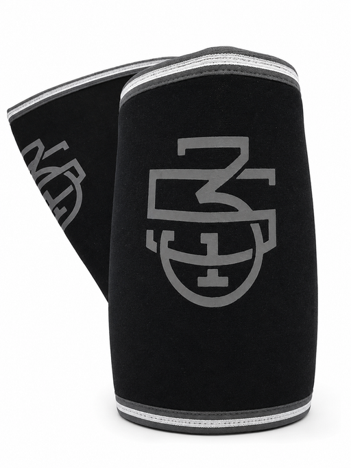 Front view of black and grey 5/3/1 Athlete Knee Sleeves arranged as a pair on a white background.