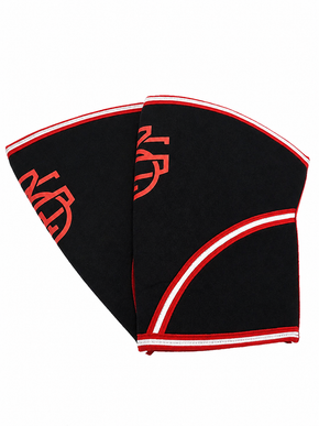 Side view of black and red 5/3/1 Athlete Knee Sleeves arranged as a pair on a white background.