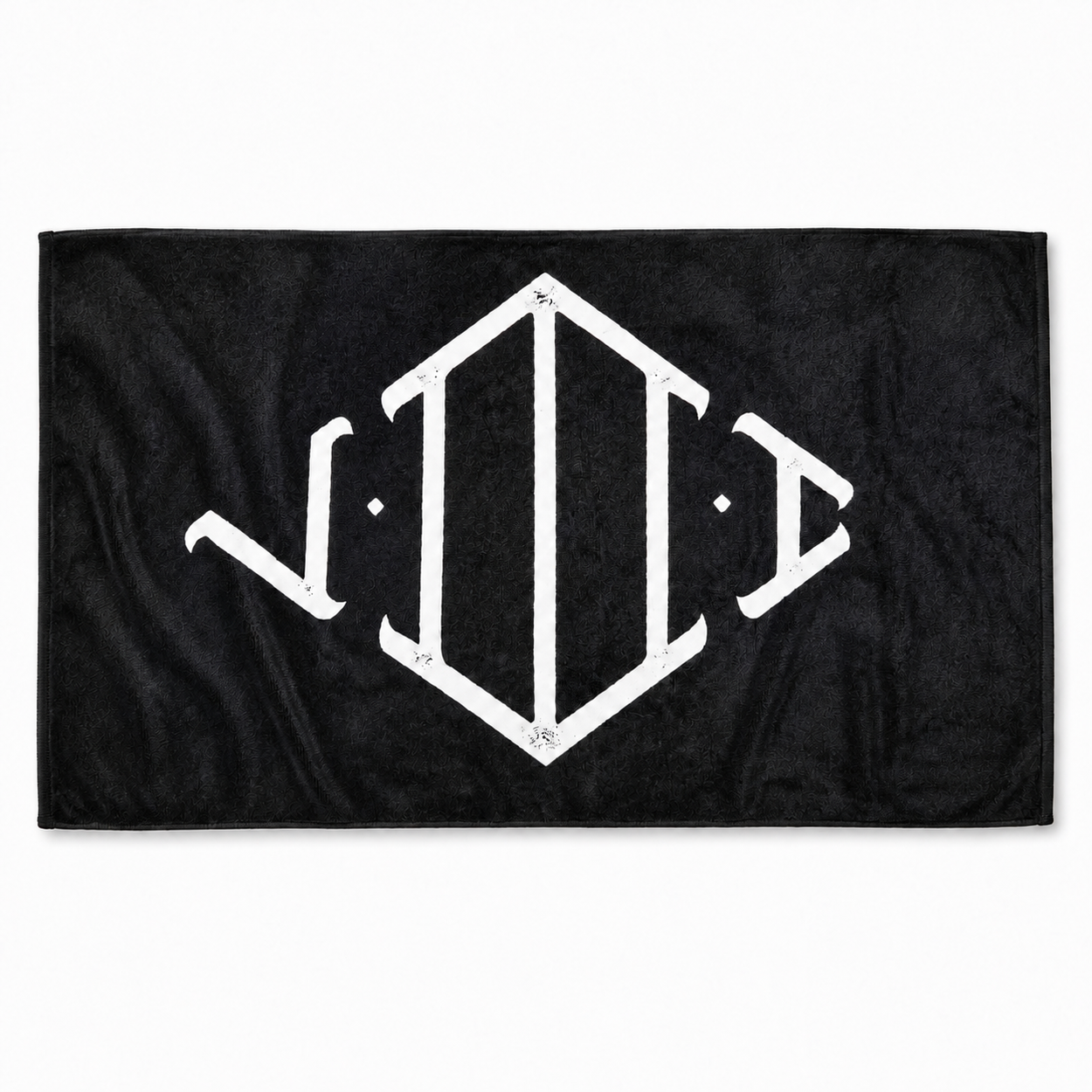 Black 15″ × 25″ gym towel with a distressed white 5/3/1 Roman numeral graphic and soft microfiber terry texture.