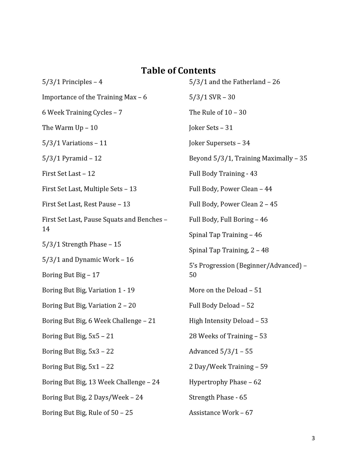 Beyond 5/3/1 table of contents page 1 — chapter overview