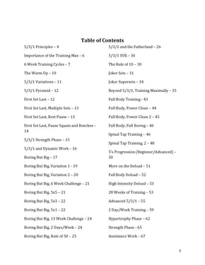 Beyond 5/3/1 table of contents page 1 — chapter overview