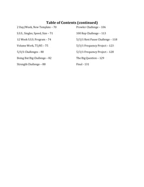 Beyond 5/3/1 table of contents page 2 — chapter overview