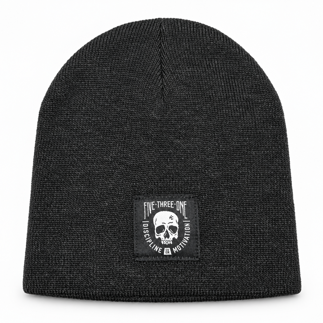 Charcoal Discipline Over Motivation Skull Beanie