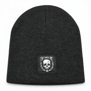Charcoal Discipline Over Motivation Skull Beanie