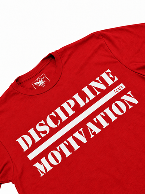 Discipline Over Motivation Shirt – Red/White Detail