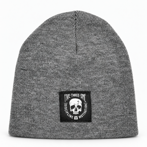 Heathered Gray Discipline Over Motivation Skull Beanie
