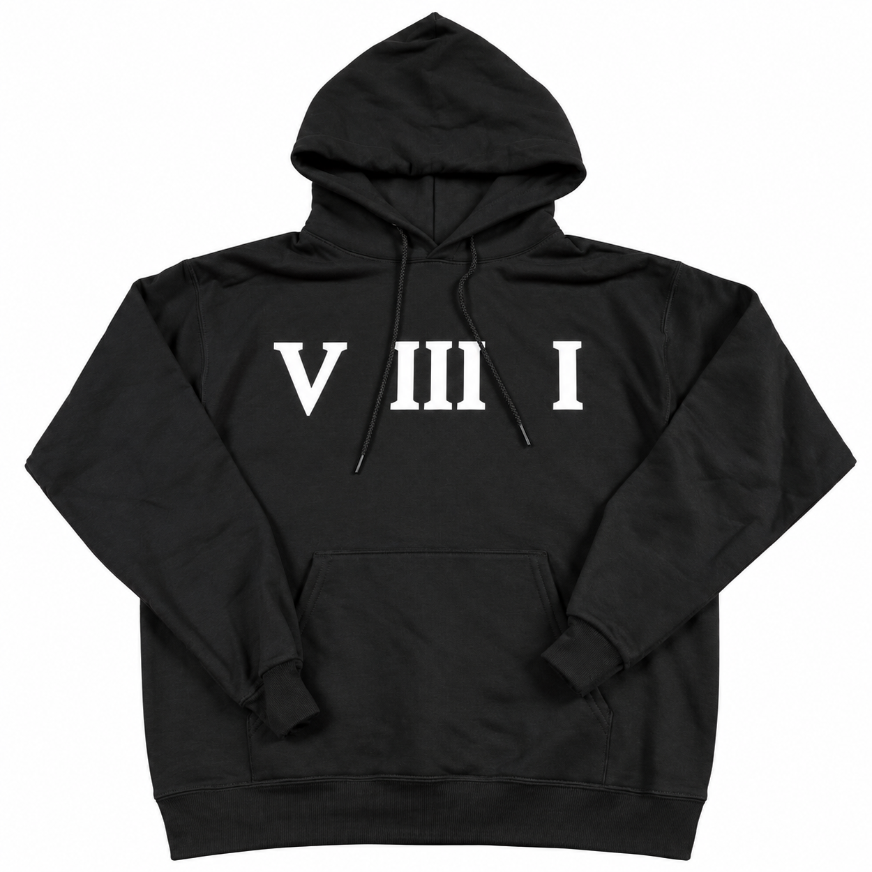 Black heavyweight 5/3/1 hoodie with white Roman numeral chest design