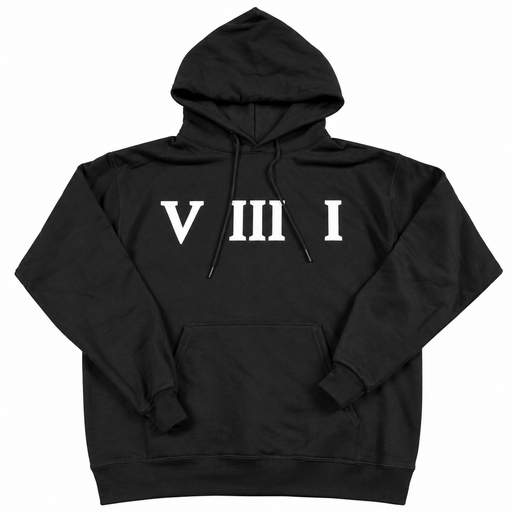 Black heavyweight 5/3/1 hoodie with white Roman numeral chest design