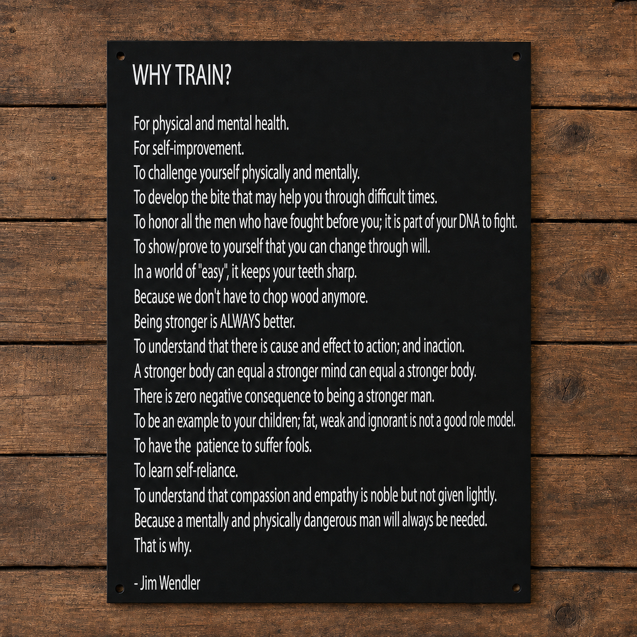 Why Train Wall Sign with wood background