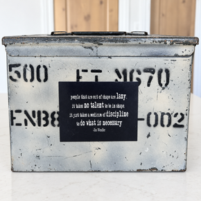 Jim Wendler Do What Is Necessary magnet displayed on a weathered metal box.