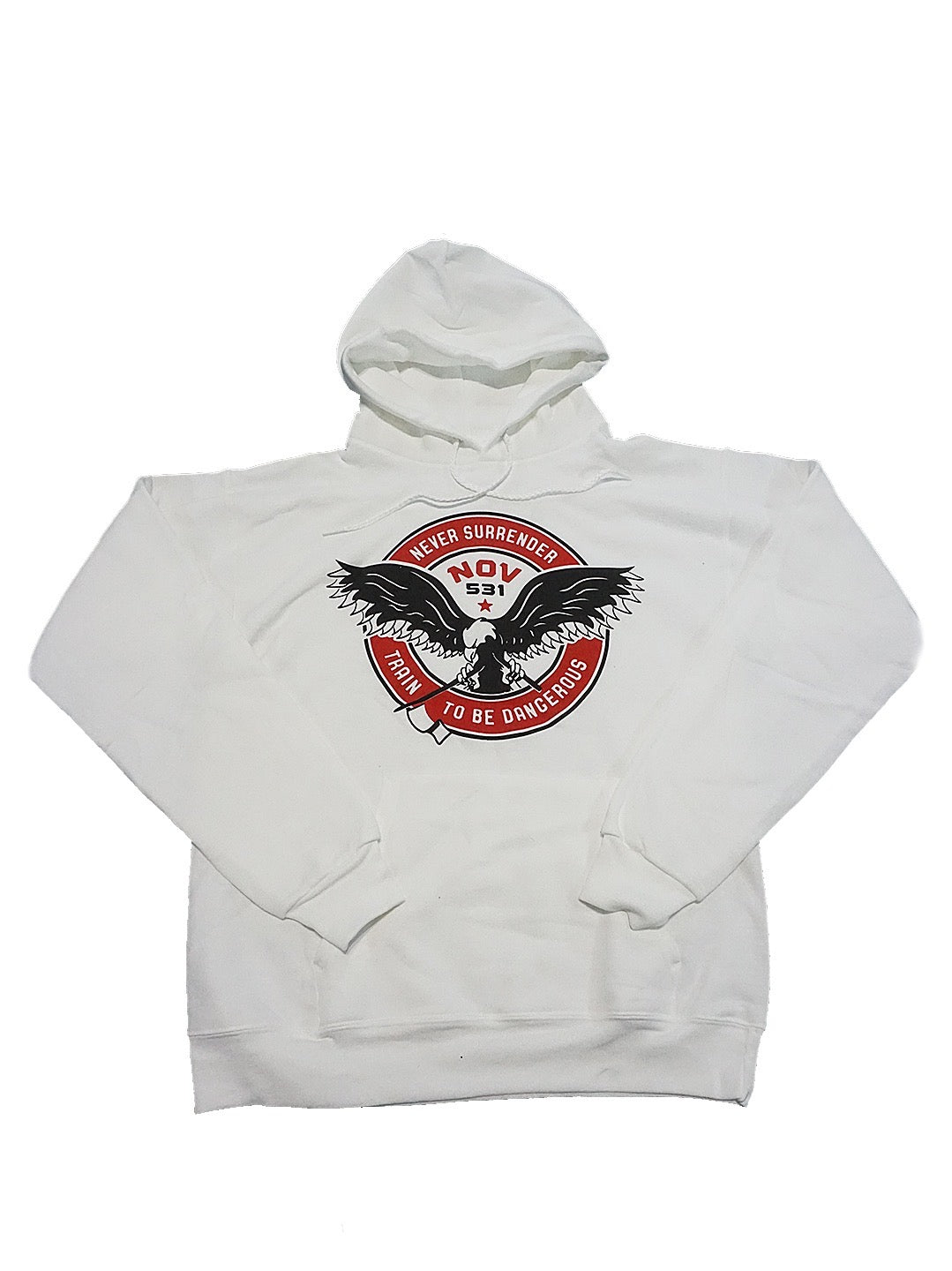 Never Surrender Pull Over Hoodie - White